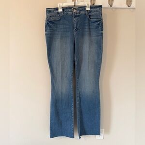 L’agence Ruth High Rise Straight Jeans Garvey Medium Wash Size 33 Raw Hem